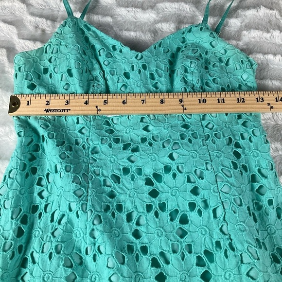 Lilly Pulitzer Size 0 Eyelet Layered Vintage Teal Green Empire  Waist Dress - Picture 5 of 14